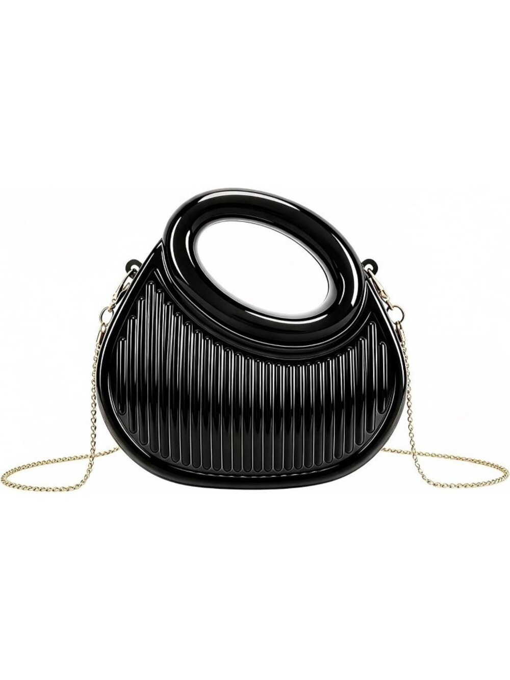 Women's Black Acrylic Evening Clutch Small Party Cocktail Night Crossbody Bag